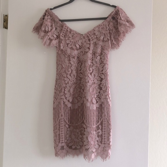 Wayf Venice Off the Shoulder Lace Minidress - Picture 3 of 6